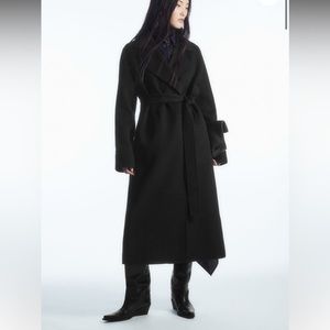 COS Belted Double-Faced Wool Coat | Black